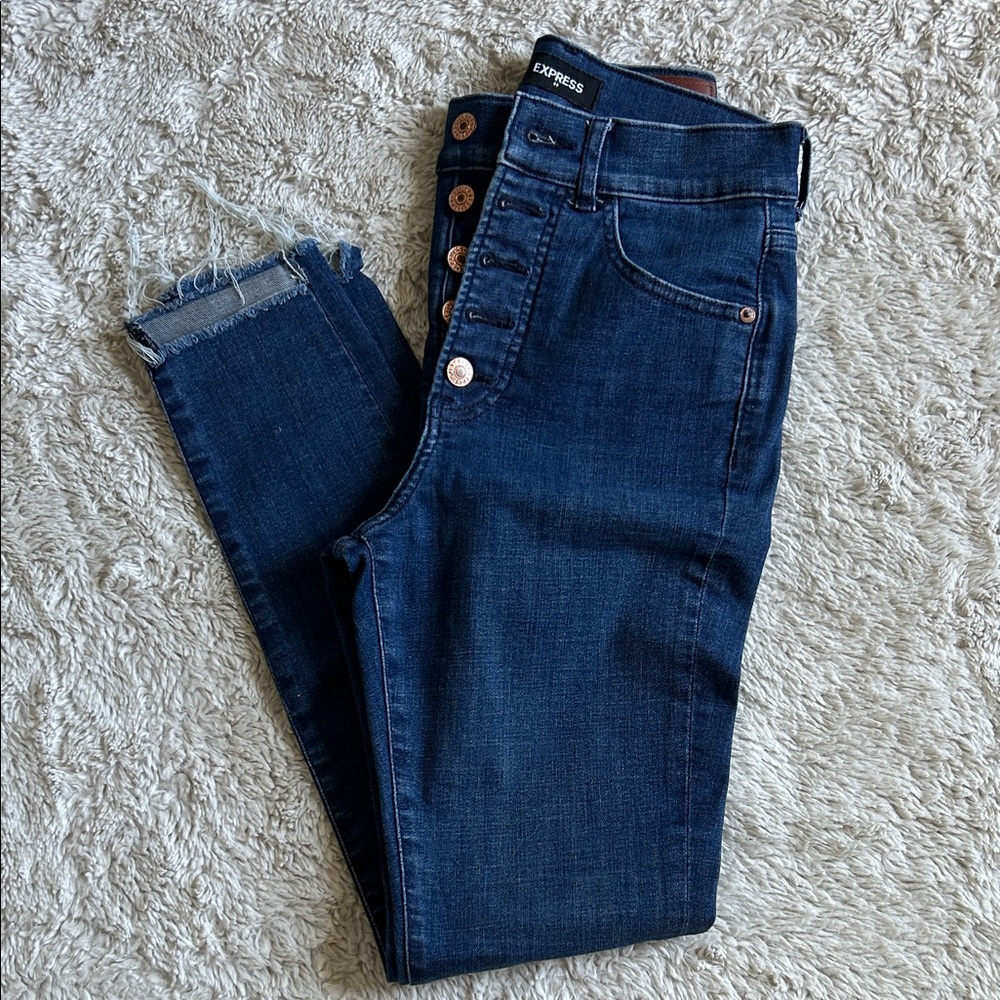 Express Women's High Rise Dark Blue Jeans